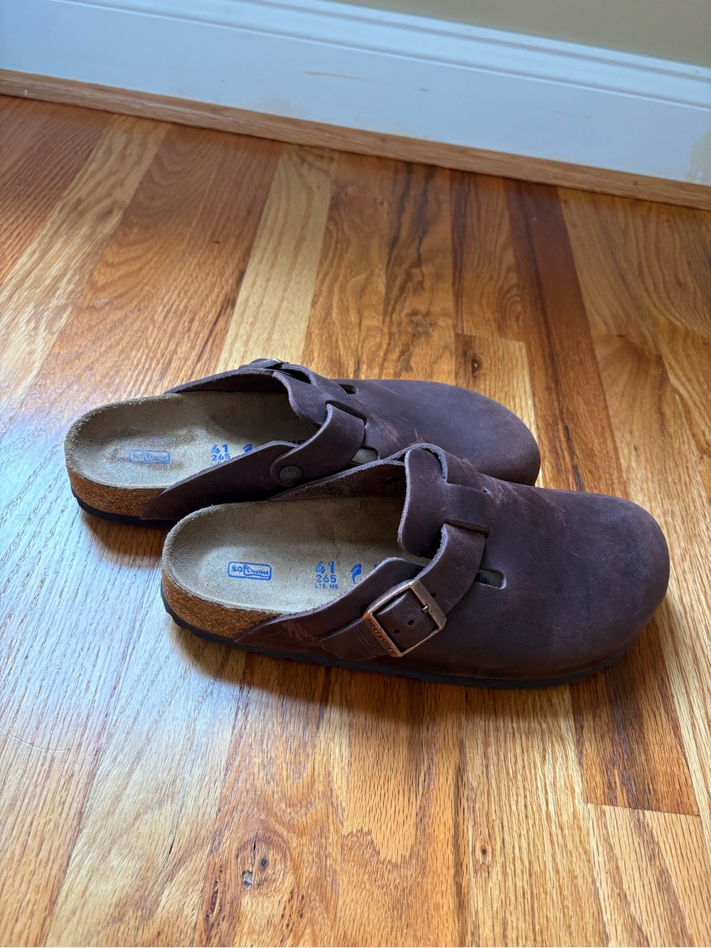 Birkenstock Boston Soft Footbed Habana Brown Oiled Leather Clog Shoes - Picture 8 of 9